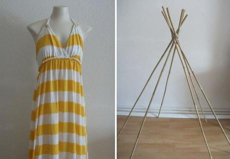 Vestido de tela convertido en tienda o cabaña teepee Juega a las cabañas