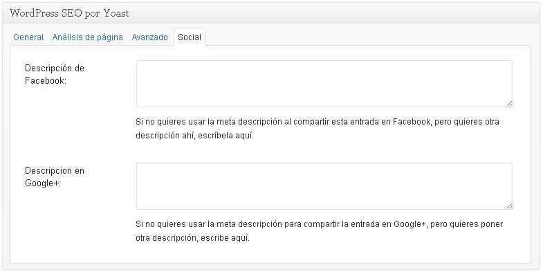 Cómo configurar WordPress y mi posicionamiento web (II) Yoast WordPress SEO Artículo Social