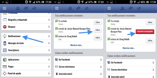 Como dejar de recibir notificaciones de publicaciones ajenas en Facebook