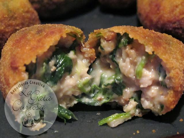 CROQUETAS DE POLLO CON ESPINACAS Y NUECES “EL NO VA MÁS DE LAS CROQUETAS”