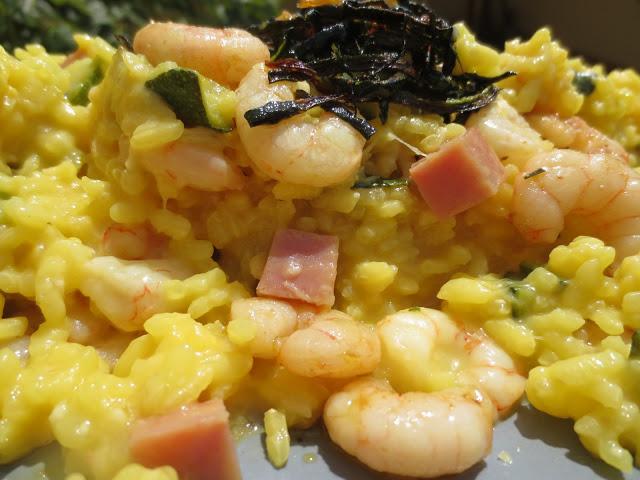 Risotto de calabacín  y gambas
