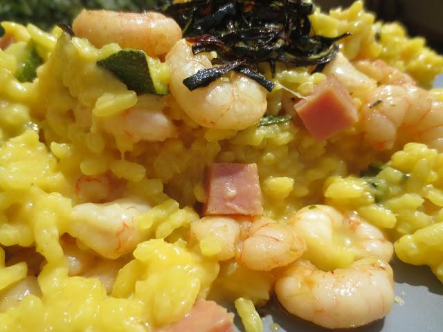 Risotto de calabacín  y gambas