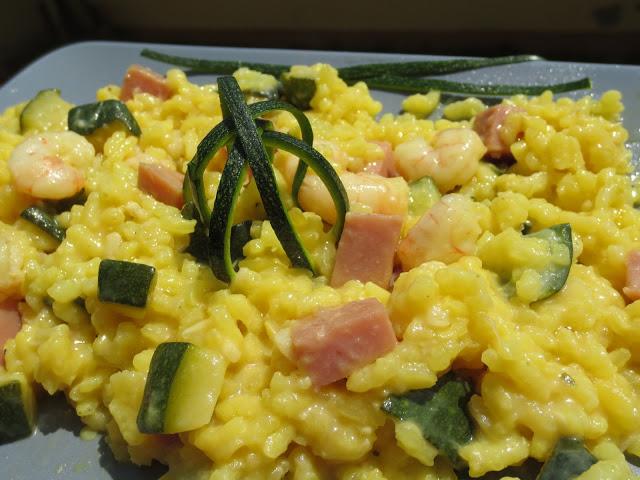 Risotto de calabacín  y gambas