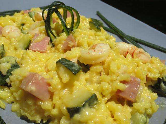 Risotto de calabacín  y gambas