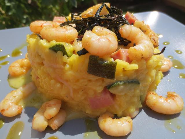 Risotto de calabacín  y gambas