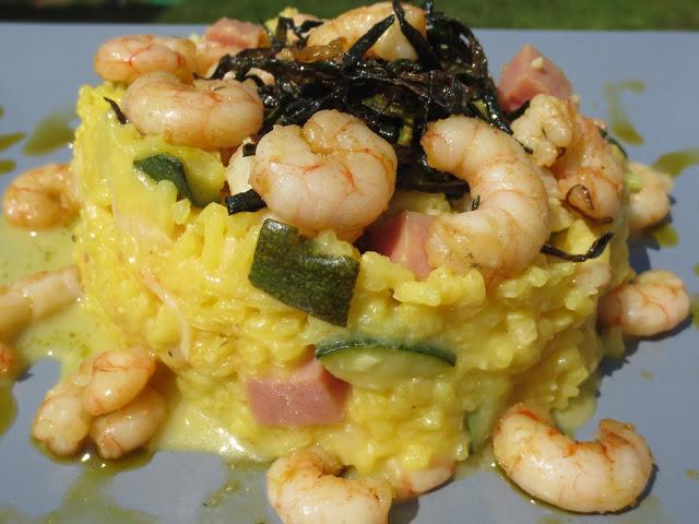 Risotto de calabacín  y gambas