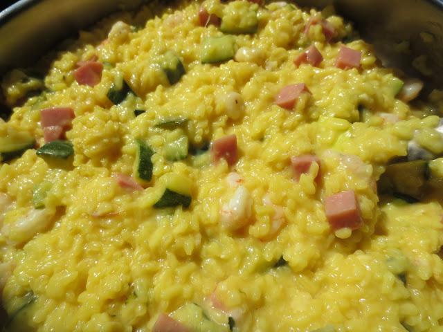 Risotto de calabacín  y gambas