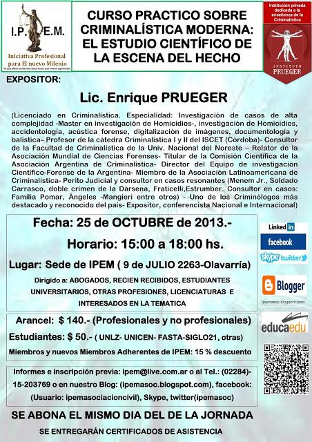 CURSO SOBRE CRIMINALISTICA MODERNA: EL ESTUDIO CIENTIFICO DE LA ESCENA DEL HECHO