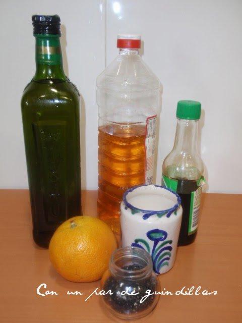 Pastel de cabracho (sin cabracho) con vinagreta de naranja