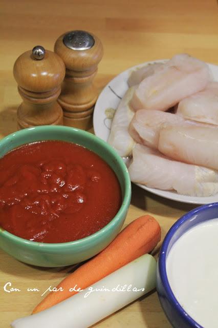 Pastel de cabracho (sin cabracho) con vinagreta de naranja
