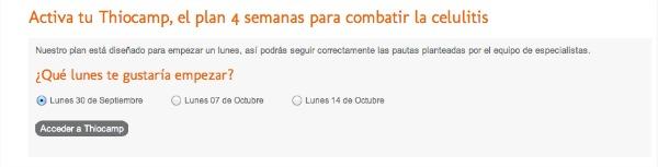Fecha de inicio del programa Thiiocamp