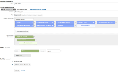 Informes personalizados Google Analitycs