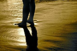 arena, mar, atardecer, playa, horizonte, sepia