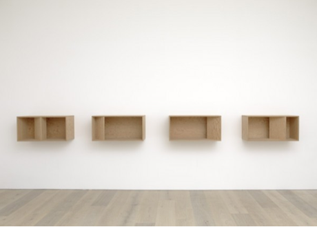  Untitled (Ballantine 89-49) 1989 Douglas Fir plywood Four units, each: 19 11/16 x 39 3/8 x 19 11/16 inches (50 x 100 x 50 cm) Art © Judd Foundation. Licensed by VAGA, New York, NY. Courtesy of David Zwirner, New York/London 