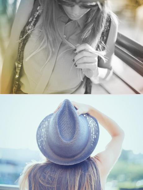 street style barbara crespo sequin vest paul ans joe blue outfit 