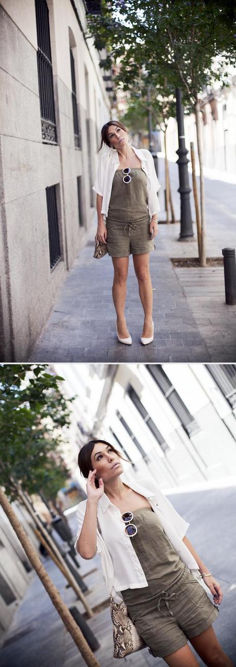 street style barbara crespo flamenca again outfit madrid triball green jumpsuit