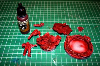 Pintura de la peana de Angron con Mahagony de Vallejo Model Air