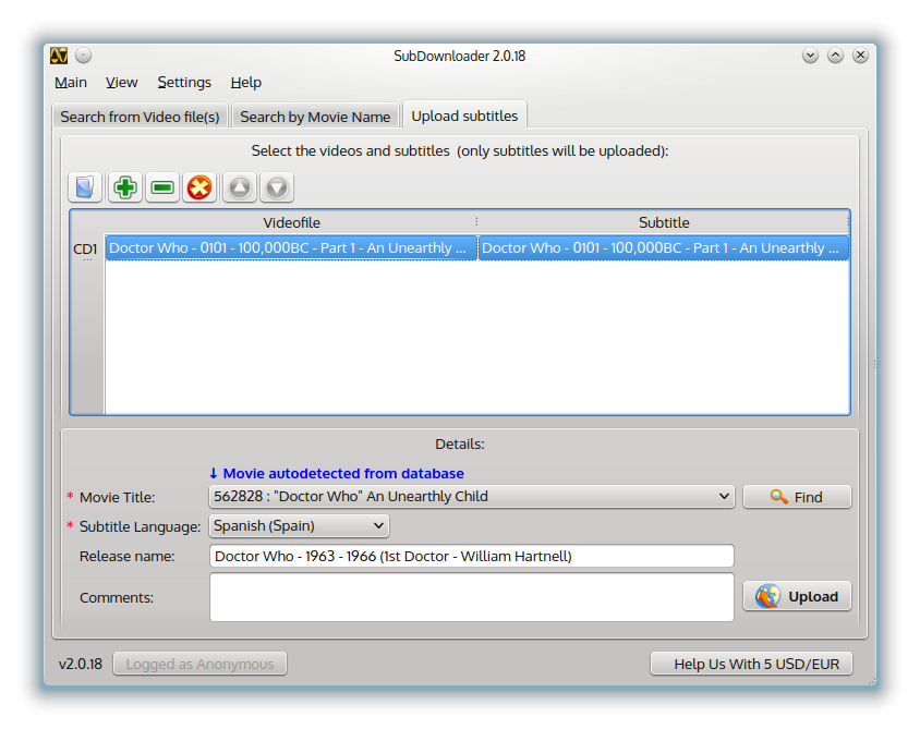 Descarga masiva de subtitulos con SubDownloader