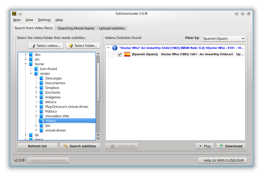 Descarga masiva de subtitulos con SubDownloader