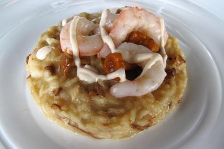 Risotto con gambas y rebozuelos Paco Pérez Miramar