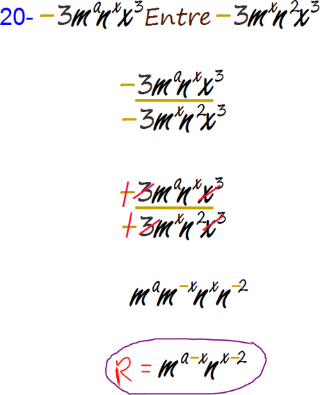 Ejercicio 49-20 División de monomios por monomios