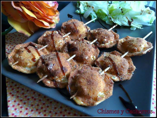 Raviolis Fritos en Brochetas