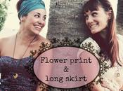 Flower print long skirt