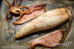 Calamar horneado durante 20 minutos.