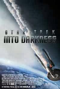 Carátula de Star Trek Into Darkness, que muestra al Enterprise dañado y humeando, cayendo hacia la Tierra
