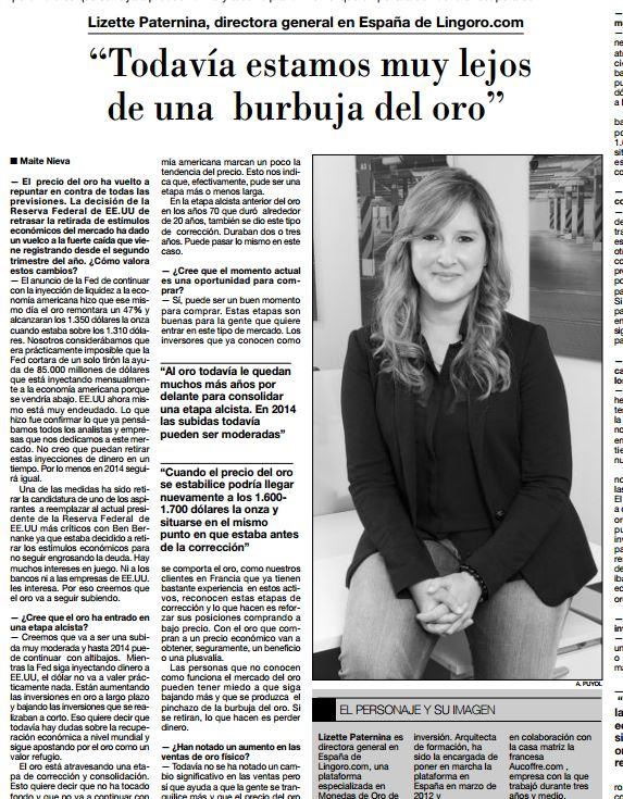 Entrevista a Lizette Paternina directora de Lingoro.com sobre el futuro del oro