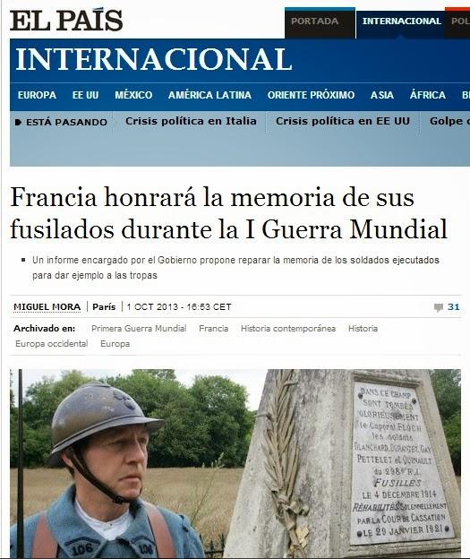 FRANCIA SE PROPONE REHABILITAR LA MEMORIA DE LOS SOLDADOS PROPIOS FUSILADOS TRAS JUICIOS SUMARÍSIMOS DURANTE LA I GUERRA MUNDIAL