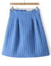 Blue Geo Pattern Zipper Skirt