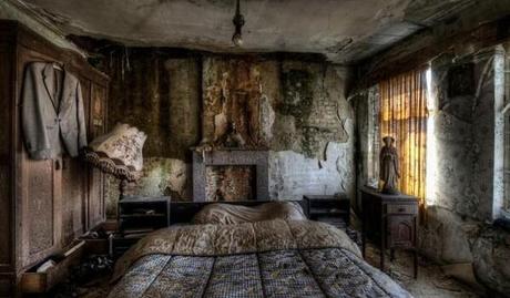 Abandoned farm house bedroom
