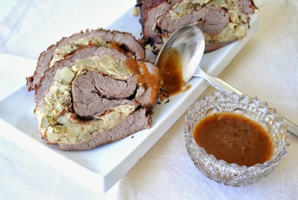 Aleta de ternera rellena de tortilla de patatas, berenjenas y calabacines