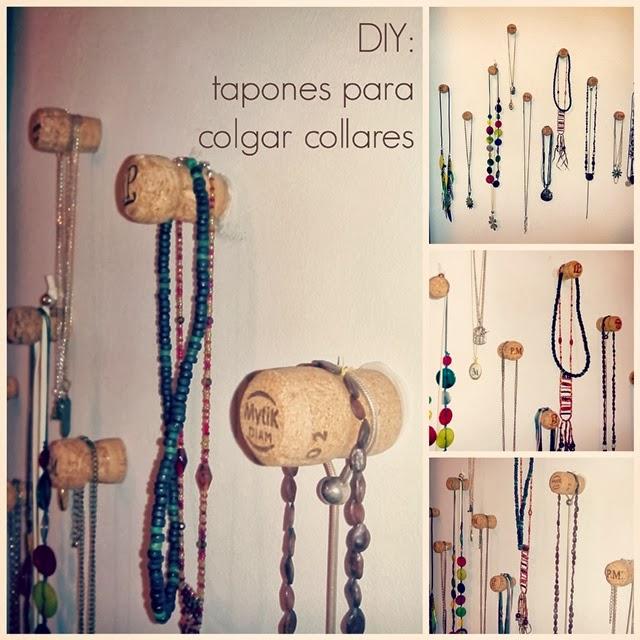 DIY: tapones de champagne en la pared para colgar collares