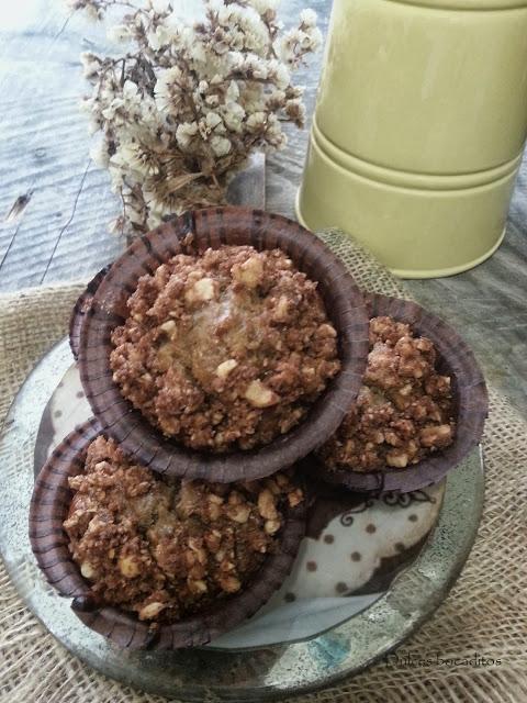 Plátano y Chocolate Muffins chip con avellanas Crumb Topping