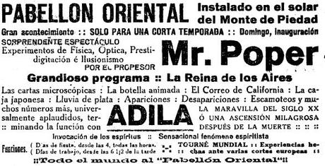 El señor Poper, experto espiritista, visitó Xixón a finales de 1920