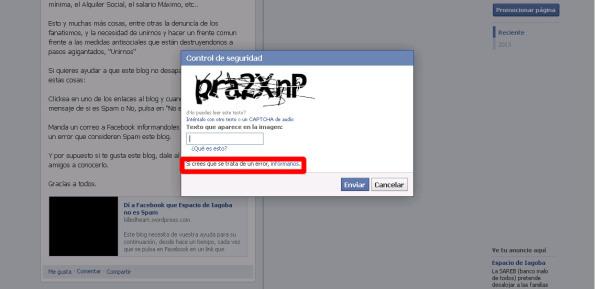 dile a FB que es un error