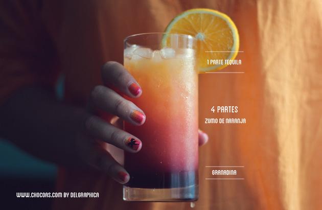 Tequila Sunrise - tequila, zumo de naranja y granadina
