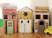 Casitas cartón reciclando cajas