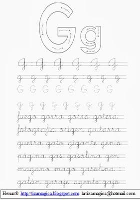 Ficha lectoescritura de la letra G