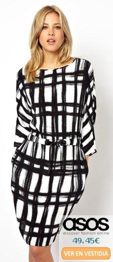 Vestido con manga de murciélago y lazo anudado en la cintura con estampado de cuadros de ASOS