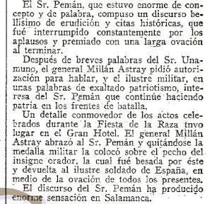 Detalle del artículo publicado por ABC de Sevilla el 14 de cotubre de 1936, en él no se menciona nada sobre el enfrentamiento.