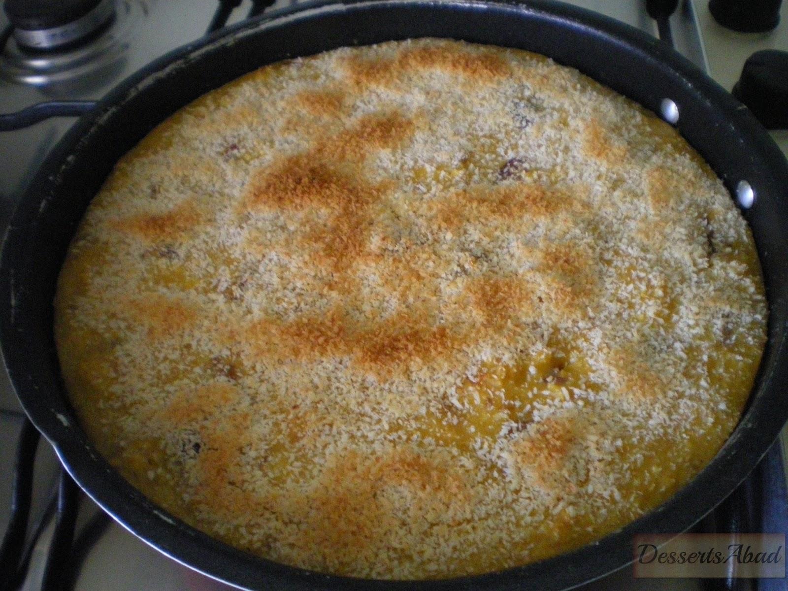 Flan pastelero al horno con pasas