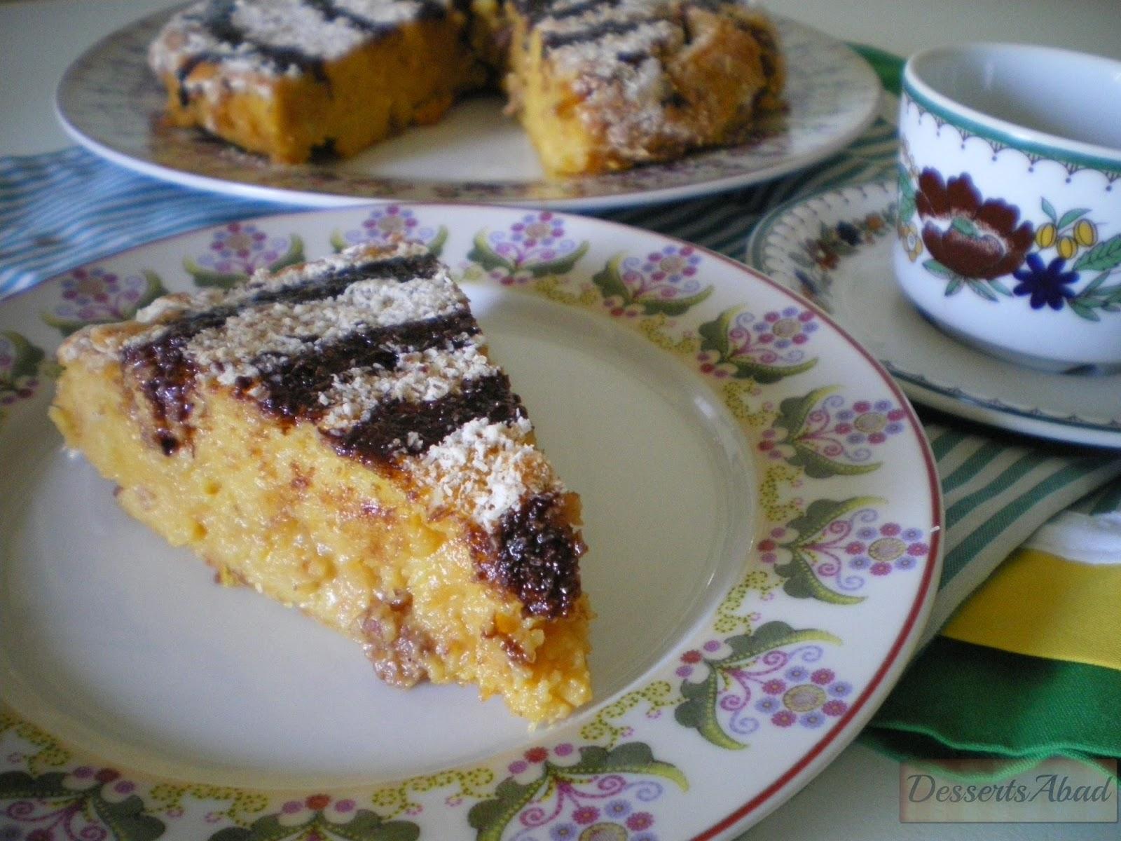 Flan pastelero al horno con pasas