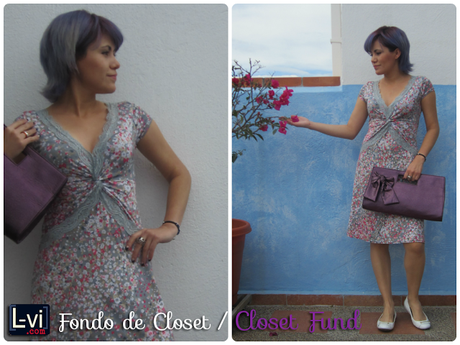 Purple hair, purple clutch & flowery dress by LuceBuona