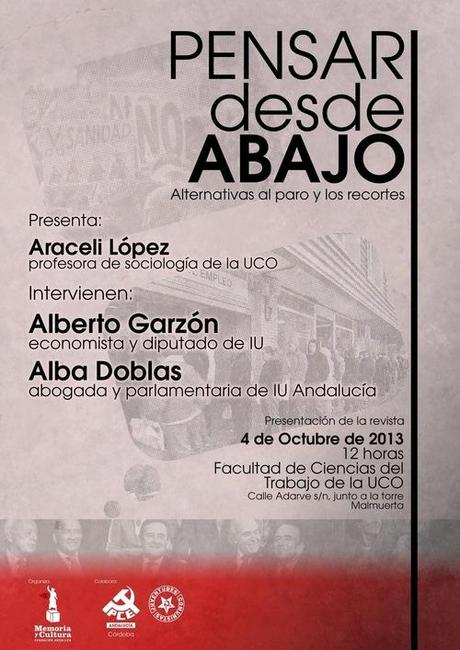 Presentación de la revista “pensar desde abajo” con Alberto Garzón