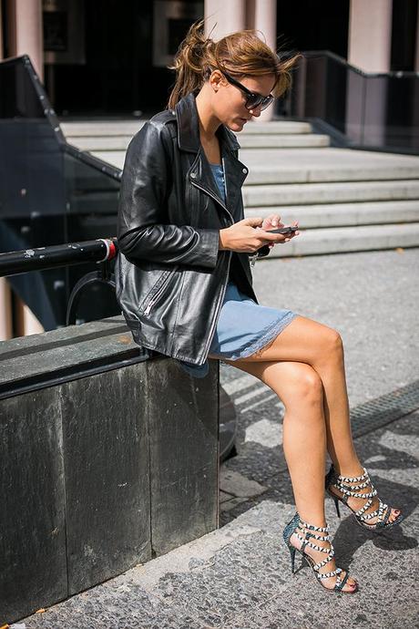OUTFITS, intimissimi, lencero, camison, soft, oversized leather jacket, aquazzura, olivia palermo, cristina blanco, guiadeestilo
