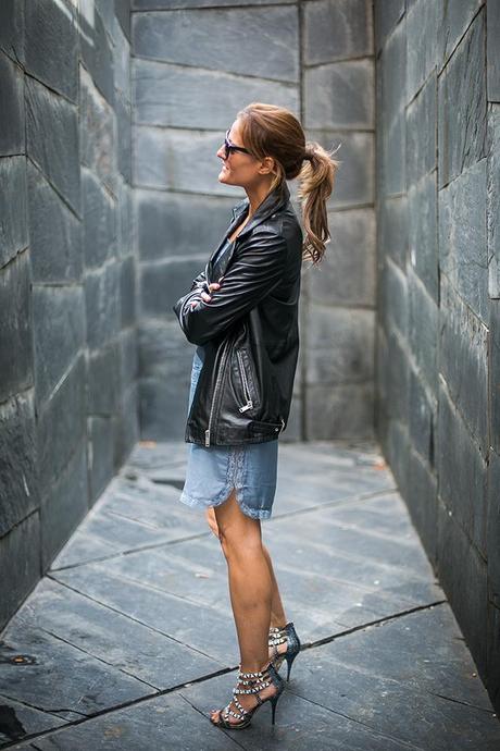 OUTFITS, intimissimi, lencero, camison, soft, oversized leather jacket, aquazzura, olivia palermo, cristina blanco, guiadeestilo