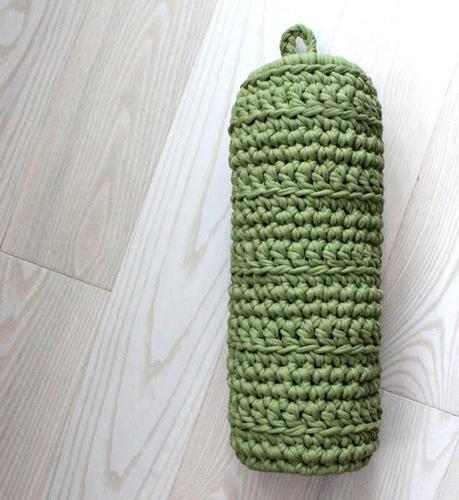 Funda de trapillo para almacenar bolsas de plástico DIY trapillo funda tubular para cocina